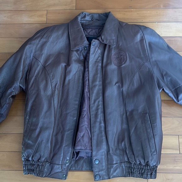 Jd brown Italian leather bommer jacket size large goth aviator - Picture 4 of 14